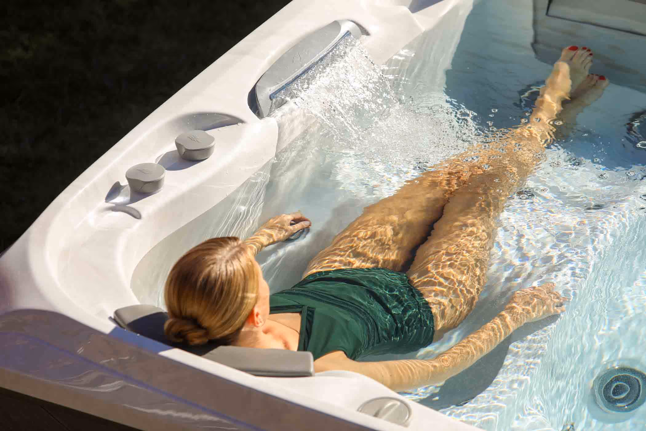 Women socializing in outdoor spa