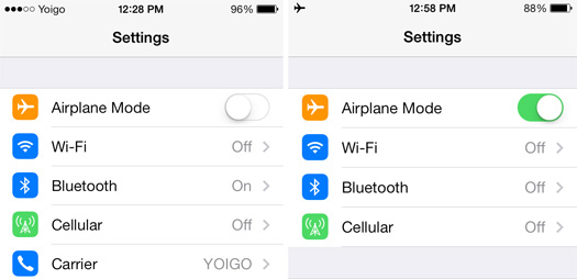 Turning on Airplane Mode on iPhone