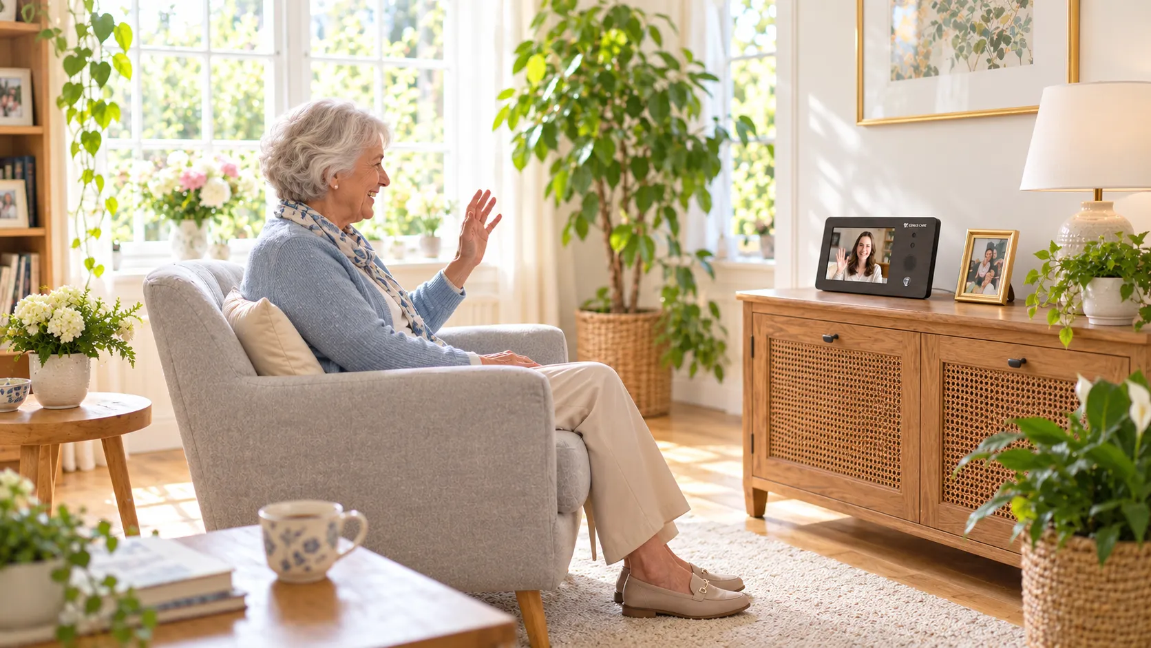 Healthcare professional reviewing a patient's wellbeing plan on a tablet