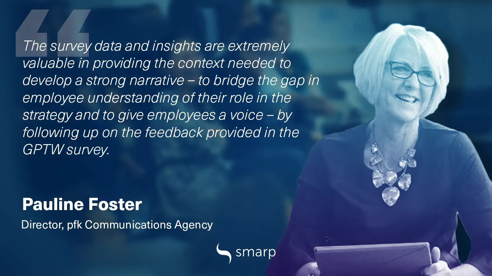 a quote from Pauline Foster, pfk Communications Agency