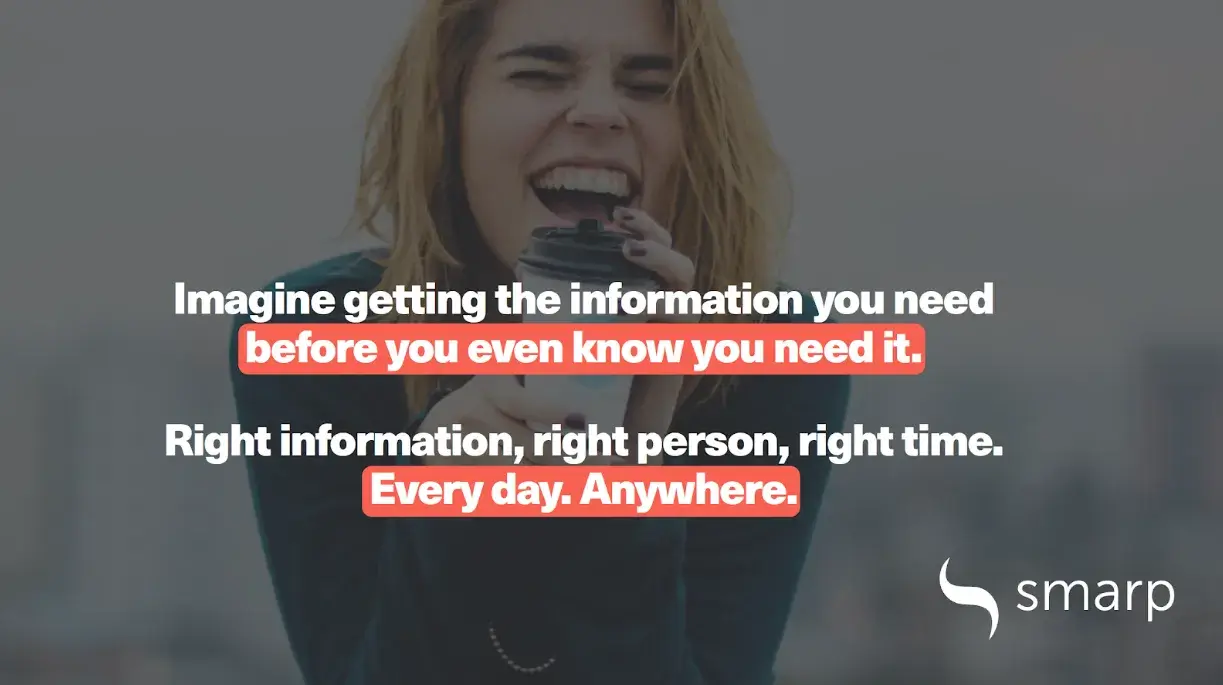 Graphic emphasizing timely information delivery as a core capability of a digital work place.