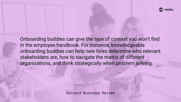 HR Business Review quote on employee onboarding experience buddies