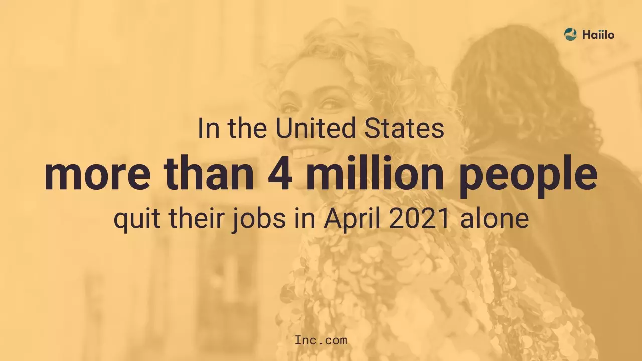 Statistic showing over 4 million people quitting jobs, highlighting the urgency of recruitment marketing strategies