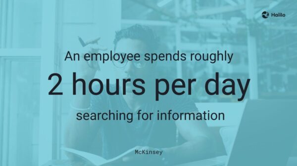 McKinsey quote: employees spend 2hrs a day searching for information, highlights need to create company intranet
