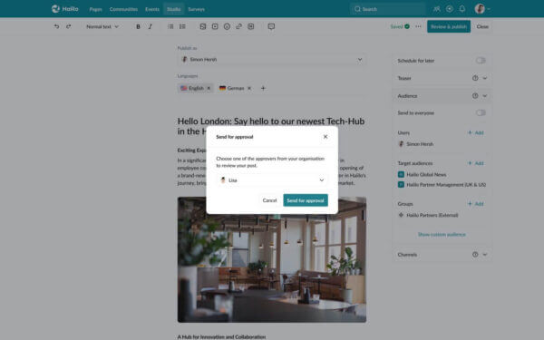 How to create company intranet: Haiilo platform screenshot
