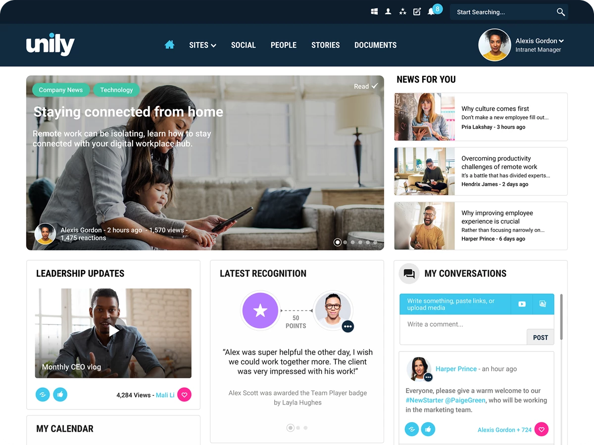 unily platform screenshot