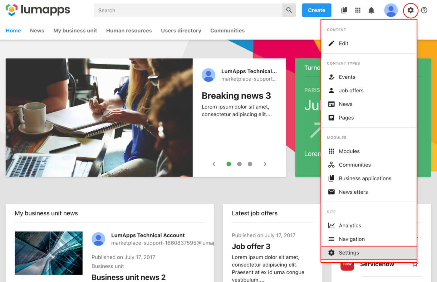 lumapps platform screenshot
