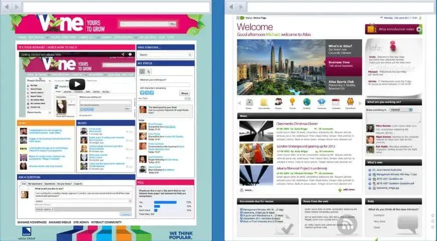 a screenshot of employee intranet-old
