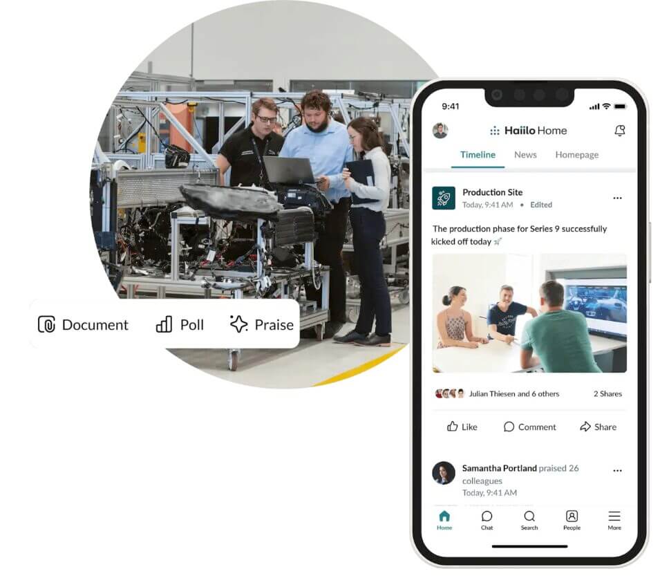 An image of a new intranet on mobile app, accessible to frontline workers