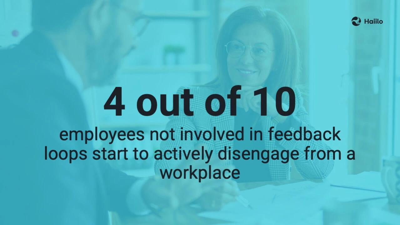 a stat showing employees not involved in feedback are disengaged