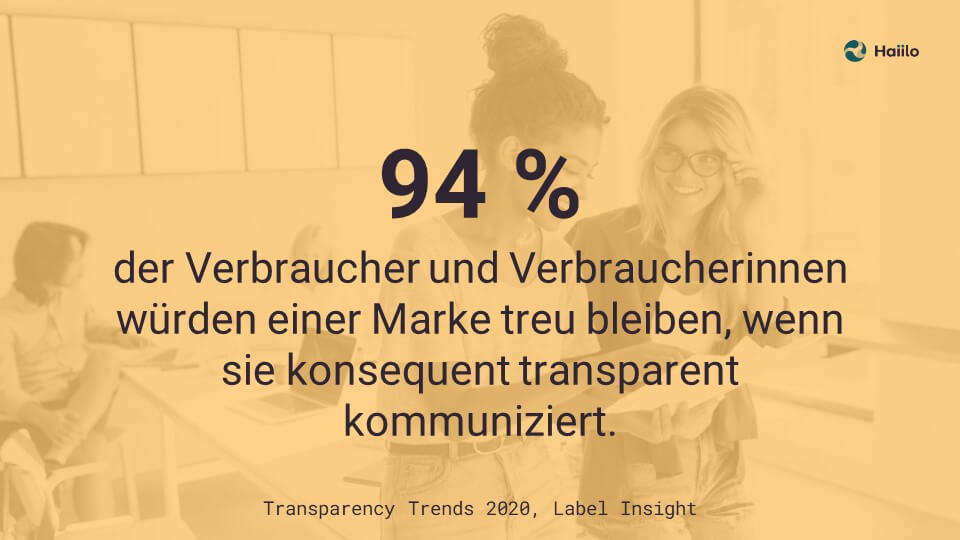 94 % der Verbraucher und Verbraucherinnen würden einer Marke treu bleiben, wenn sie konsequent transparent kommuniziert