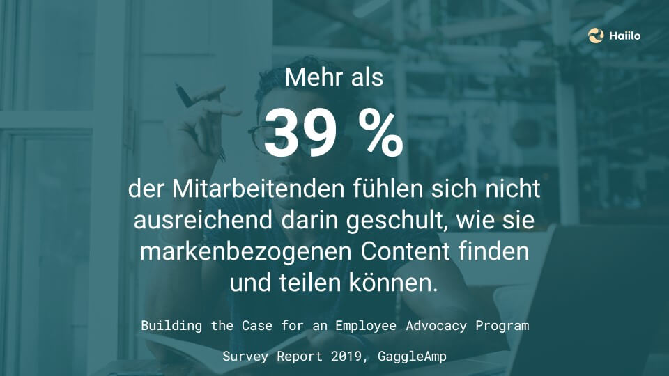 Studie Employee Advocacy: [Mehr als 39 % der Belegschaft fühlt sich nicht ausreichend geschult, wie sie markenbezogenen Content finden und teilen