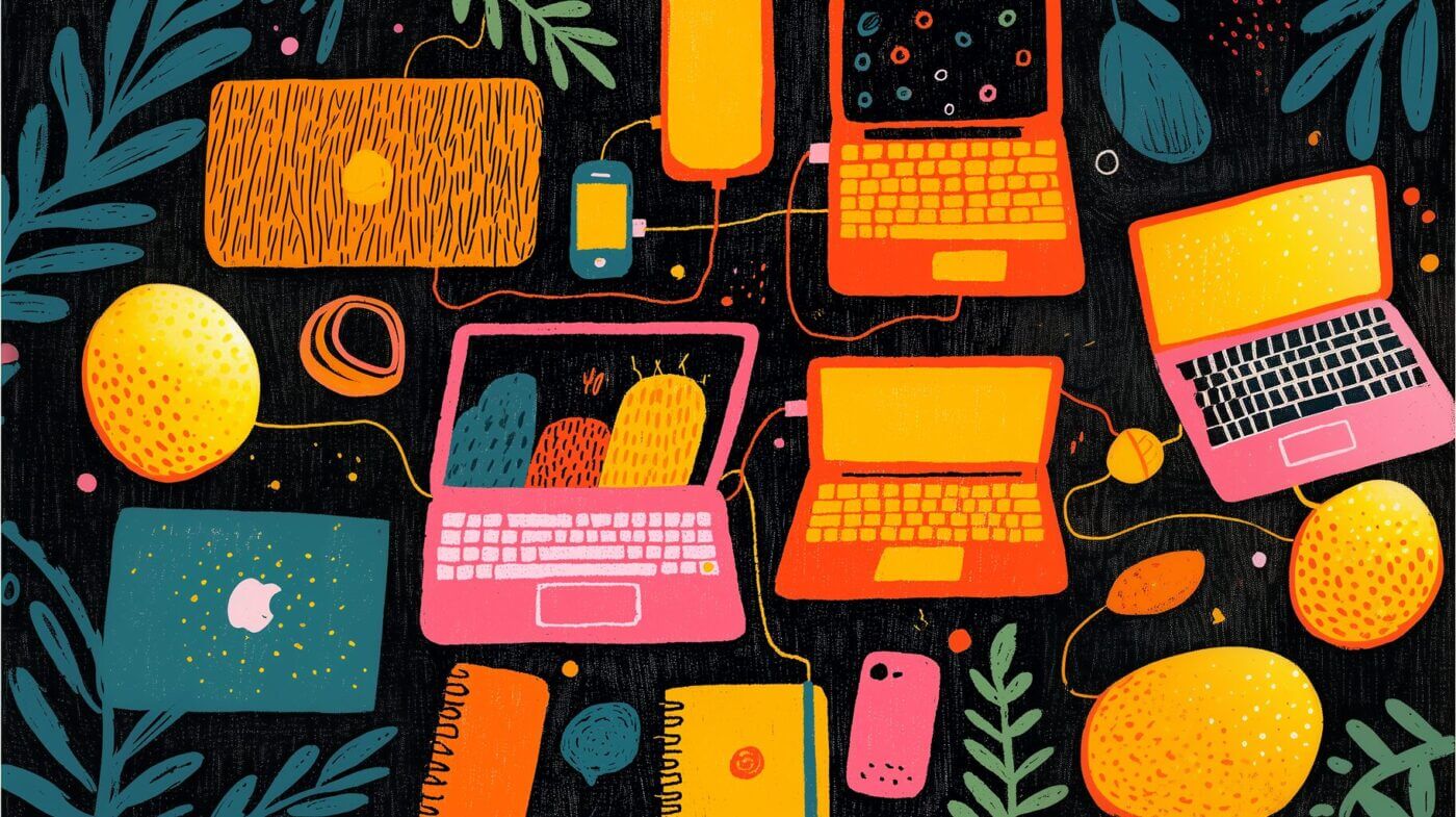 Digitaler Arbeitsplatz Laptop Illustration
