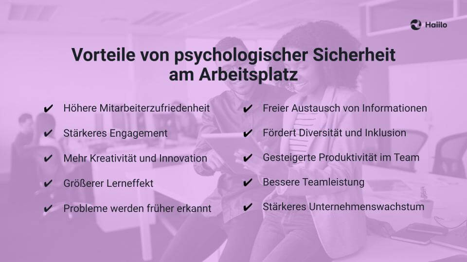 Vorteile von psychologischer Sicherheit am Arbeitsplatz