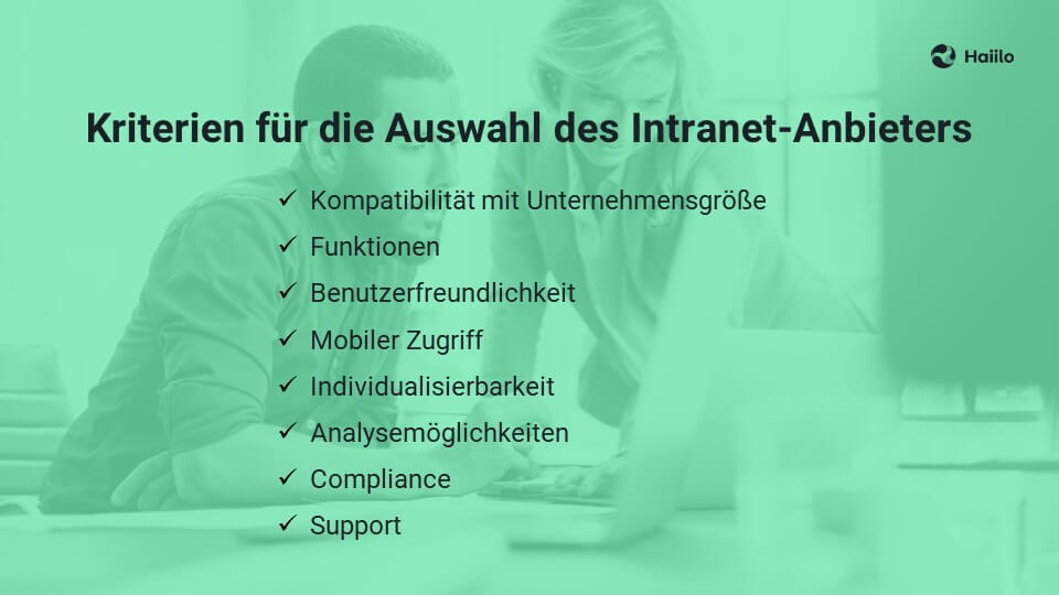 Kriterien für die Auswahl eines Intranet Anbieter
