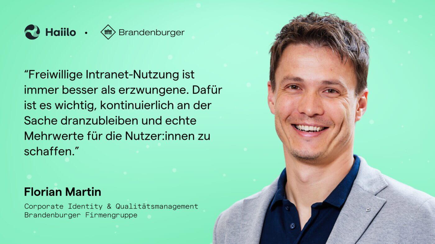 Zitat Florian Martin, Brandenburger Firmengruppe