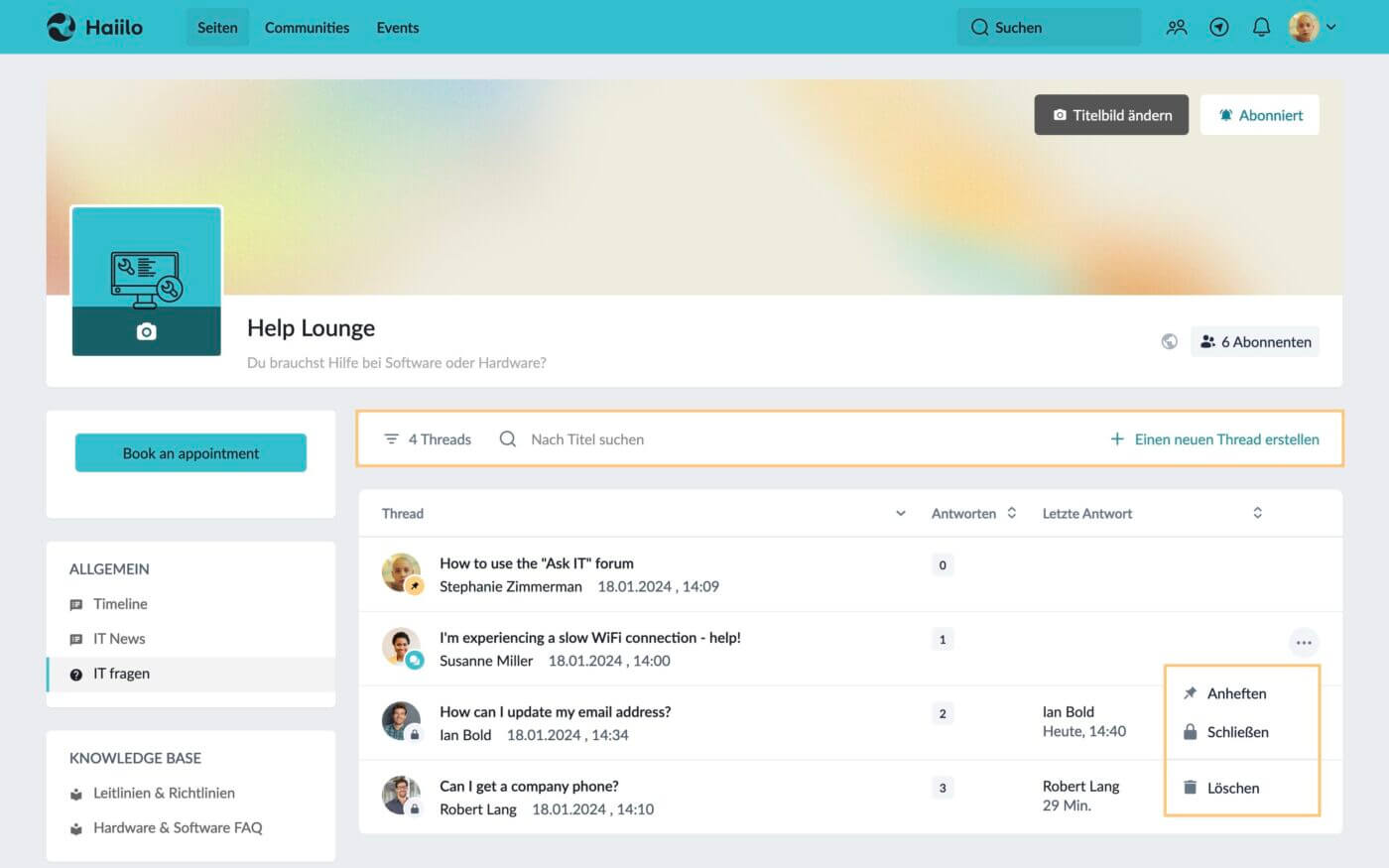 Forum erstellen mit Haiilo am Beispiel intranet