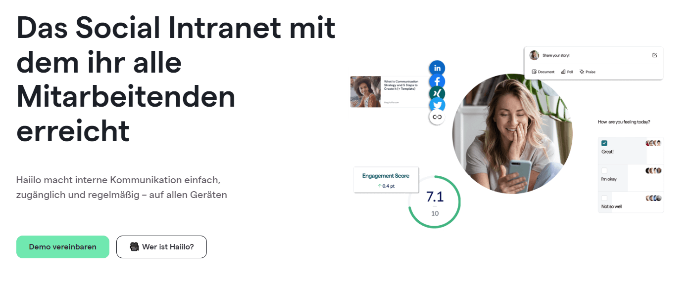 Intranet Lösungen im Vergleich: Screenshot Social Intranet Software Haiilo