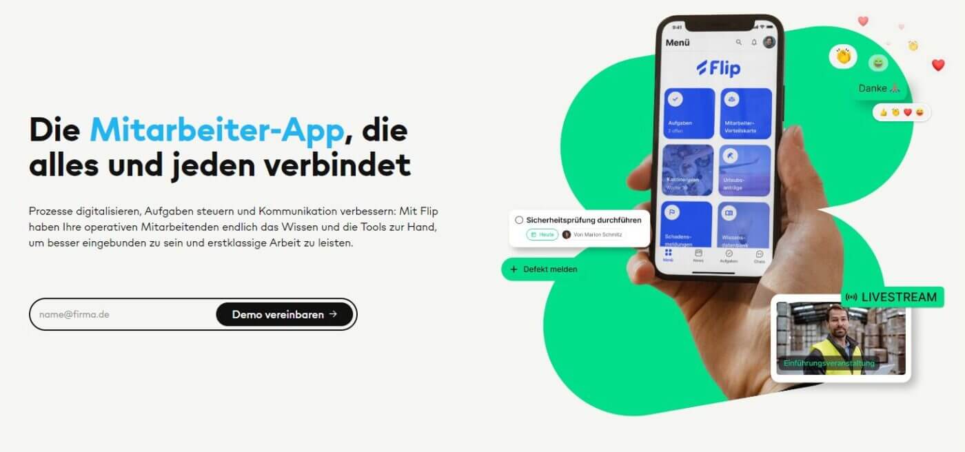 Intranet Lösungen im Vergleich: Screenshot Social Intranet Software Flip