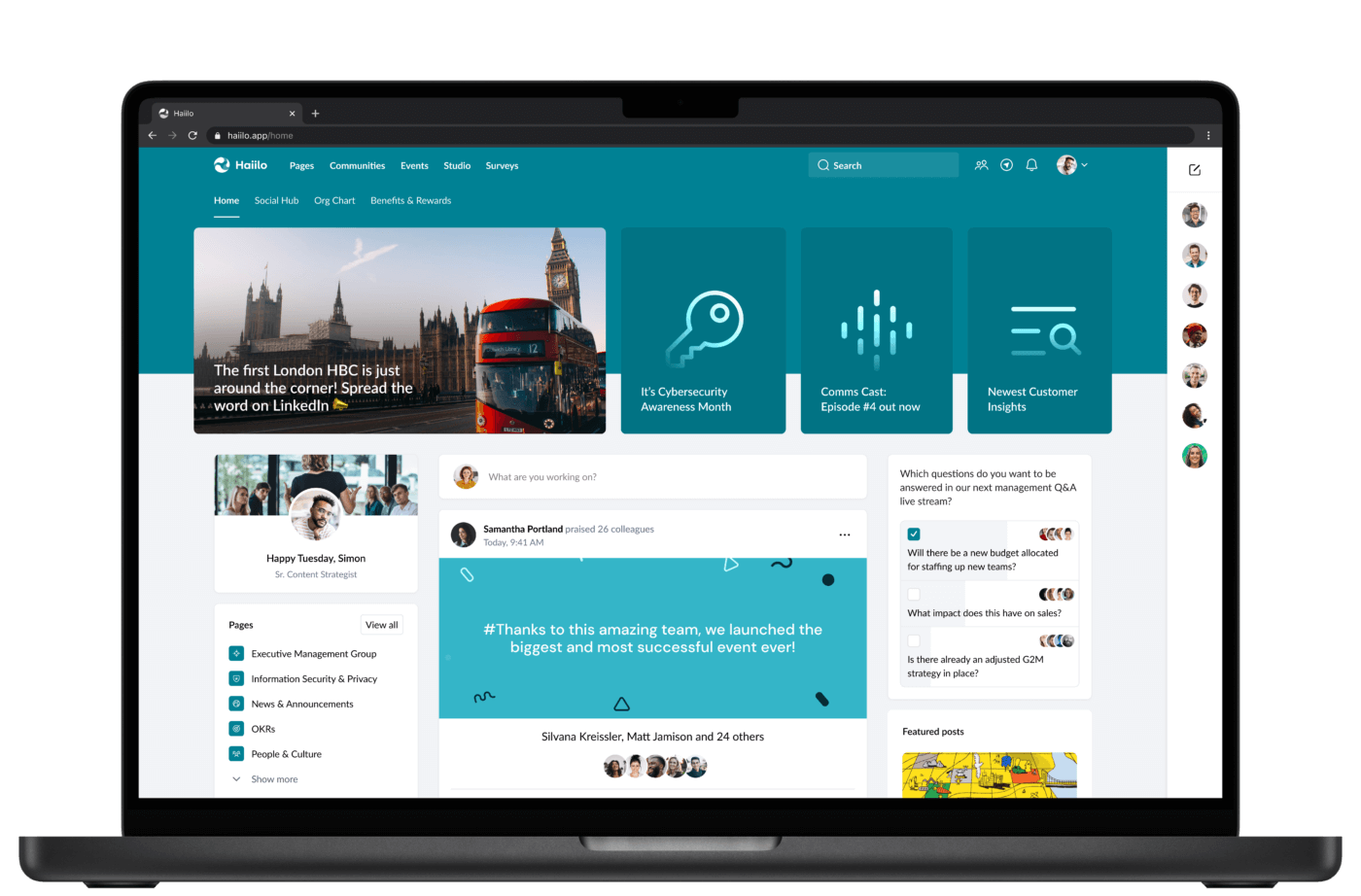 Haiilo Employee Experience Platform Laptop mock-up