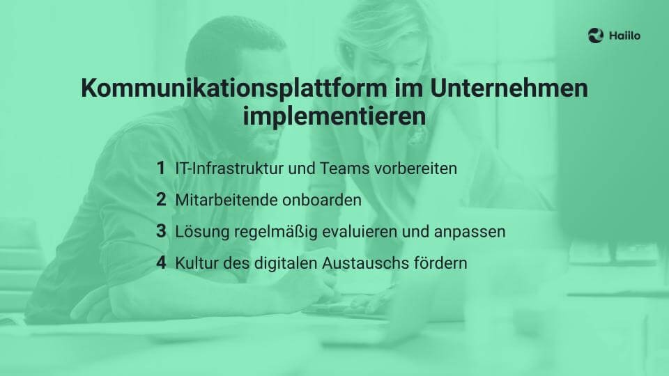 4 -Schritte-Einführung Kommunikationsplattform im Unternehmen