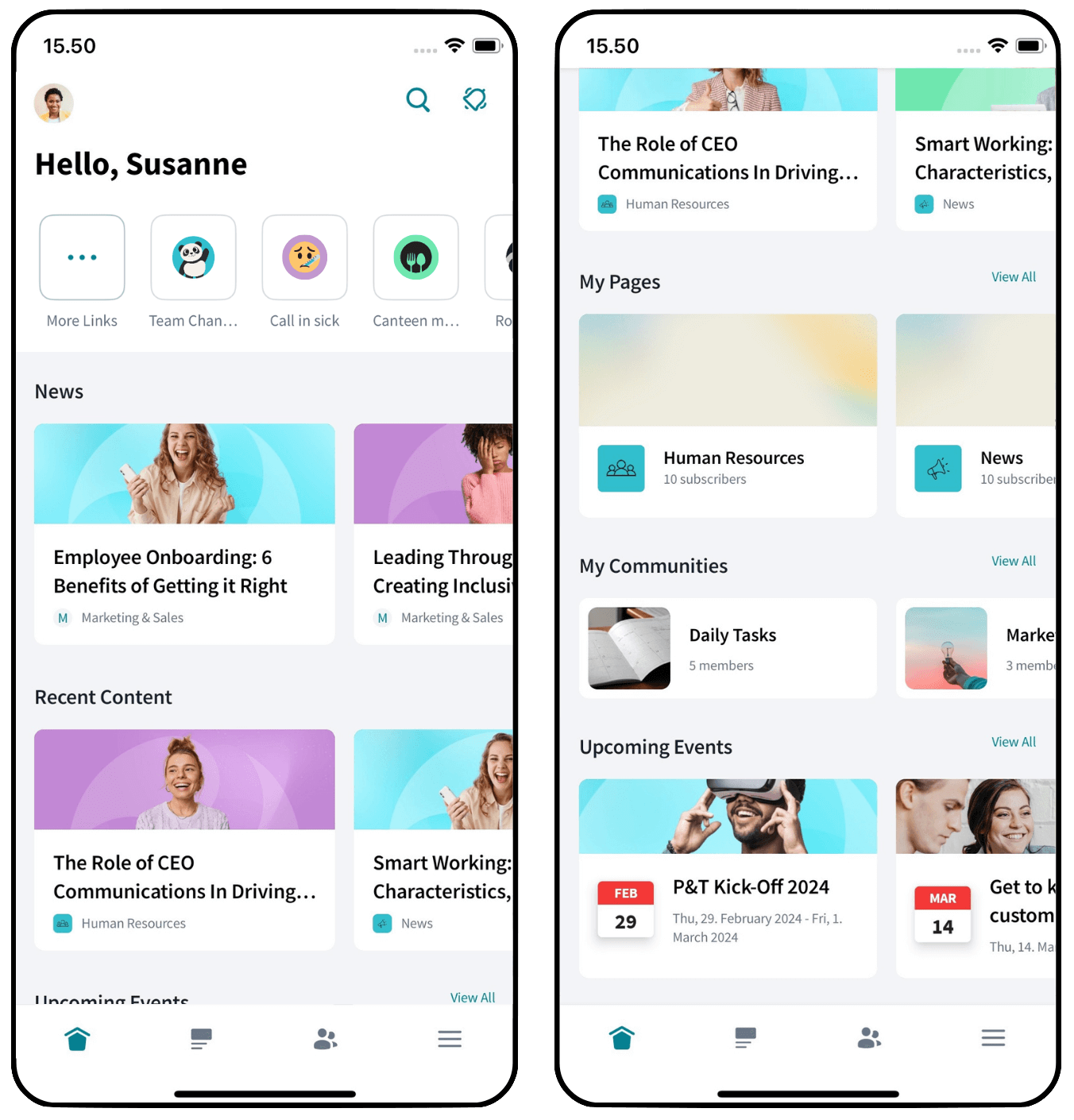Haiilo App Home Dashboard