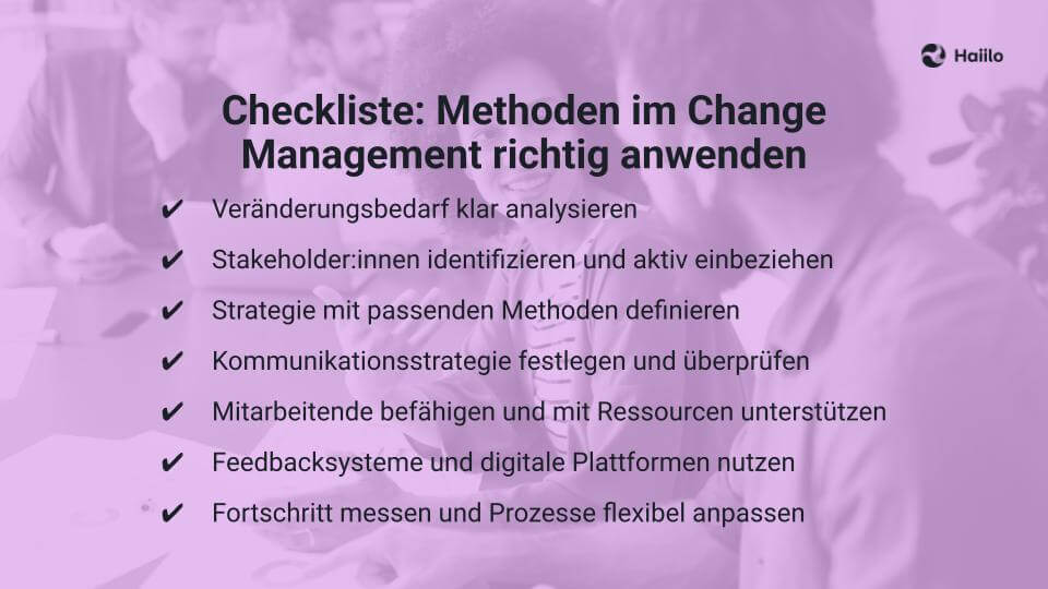 Checkliste: Methoden im Change Management richtig anwenden