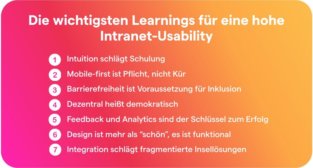Die wichtigsten Learnings für eine hohe Intranet-Usability