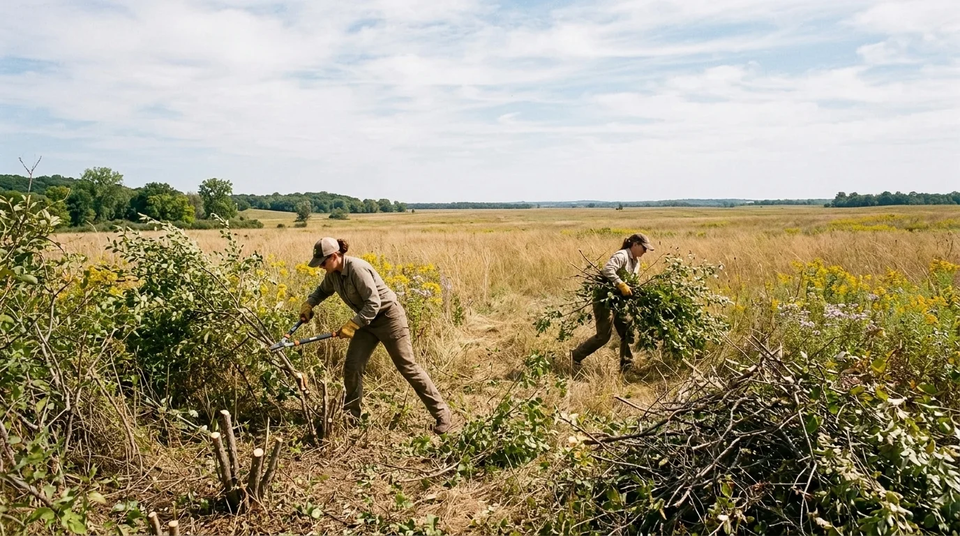 McHenry County Clearing Invasives at Queen Anne Prairie to Fight Floods