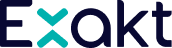 Exakt company logo with stylized letter X in teal and turquoise.