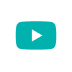 Teal YouTube play button icon on transparent background.
