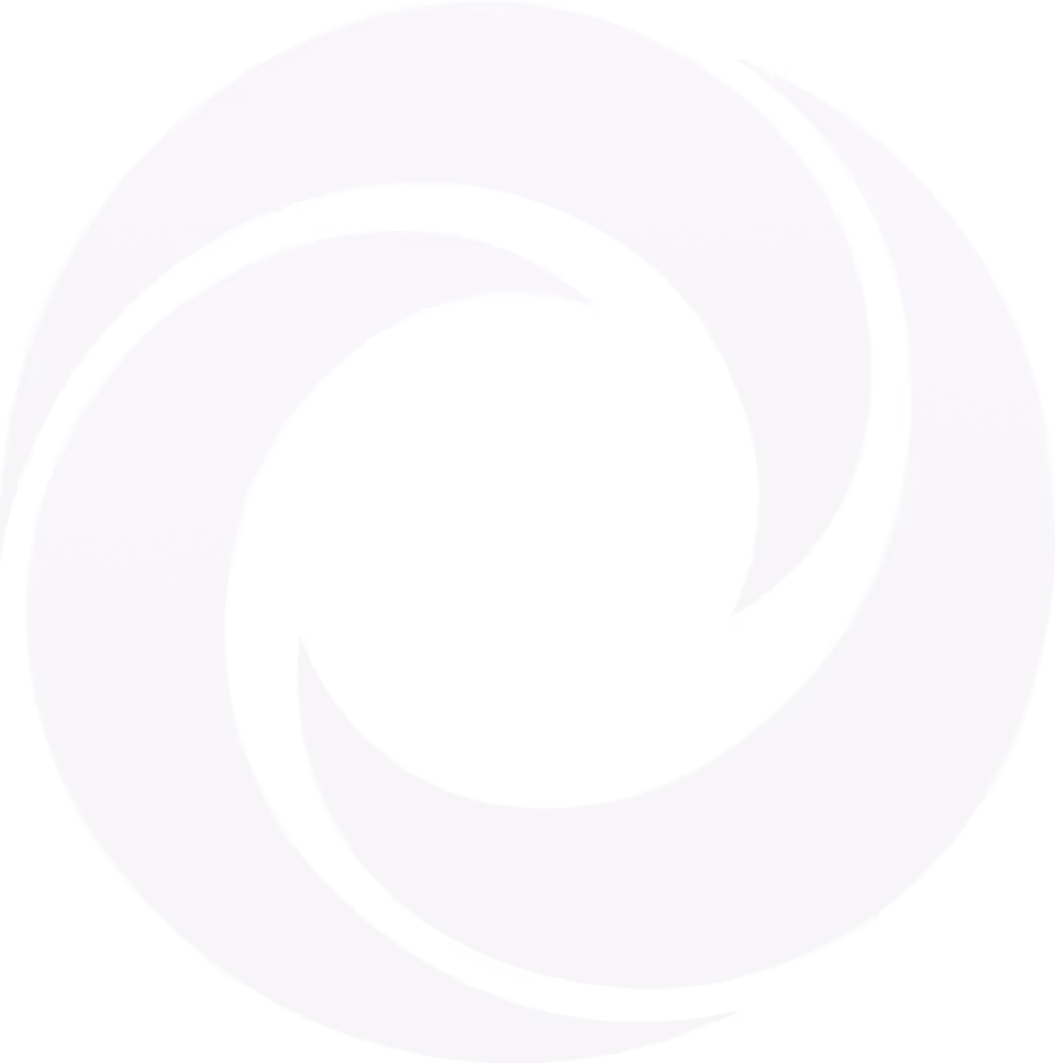 Purple circular swirl logo with four curved shapes rotating clockwise.