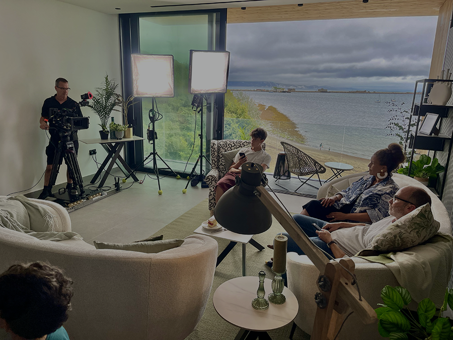 Team members filming a TV advert