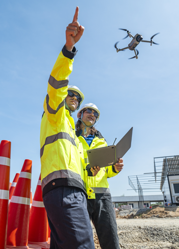 Drone services on location at a construction site.