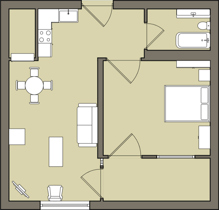 floormap for the 1 bedroom superior suite