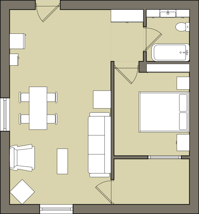 floormap for the 1 bedrrom studio suite