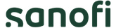 Sanofi company logo in dark green letters on a white background.