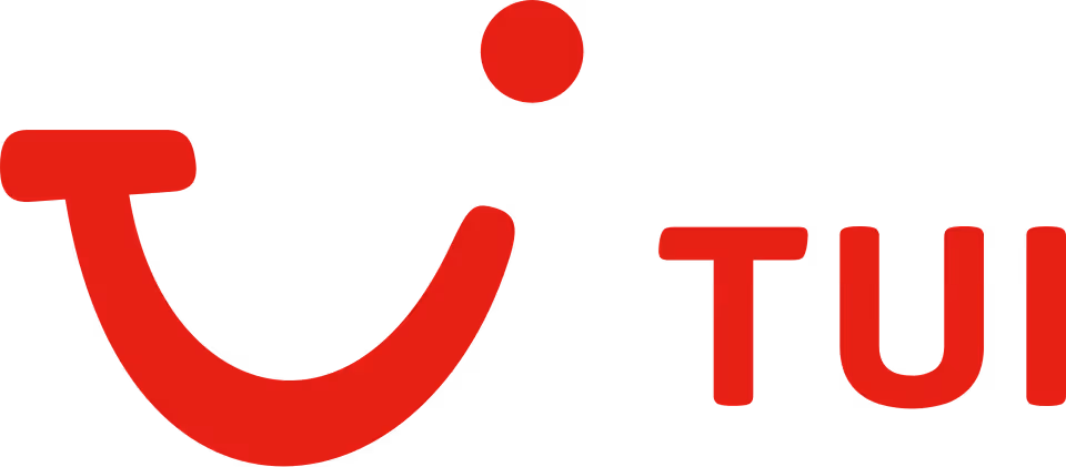 TUI logo with a red smile-shaped curve and a dot above it, followed by the red text 'TUI'.