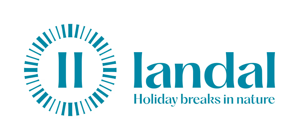 Landal company logo with teal circular design and text 'landal Holiday breaks in nature'.