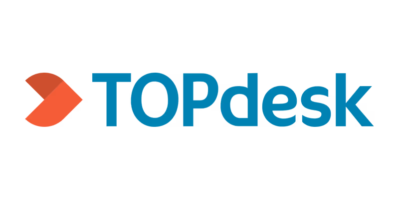 Topdesk company logo with a red geometric icon followed by the word 'Topdesk' in blue text.