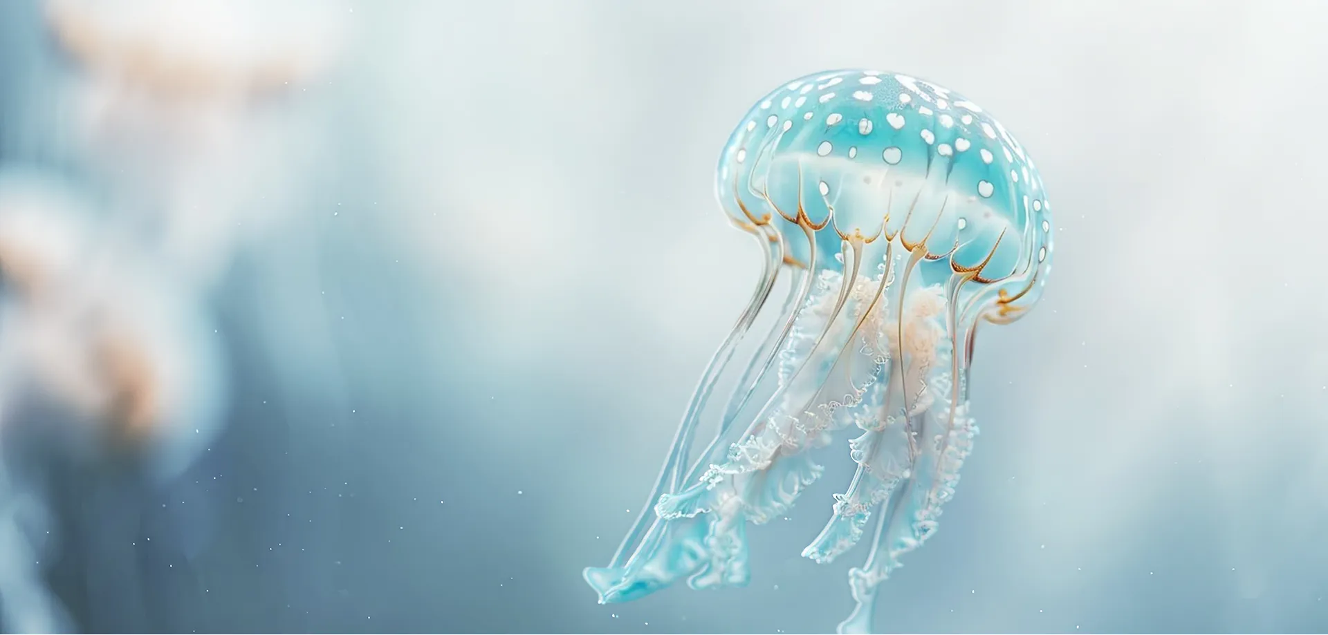 a group of jellyfish swimming in the water