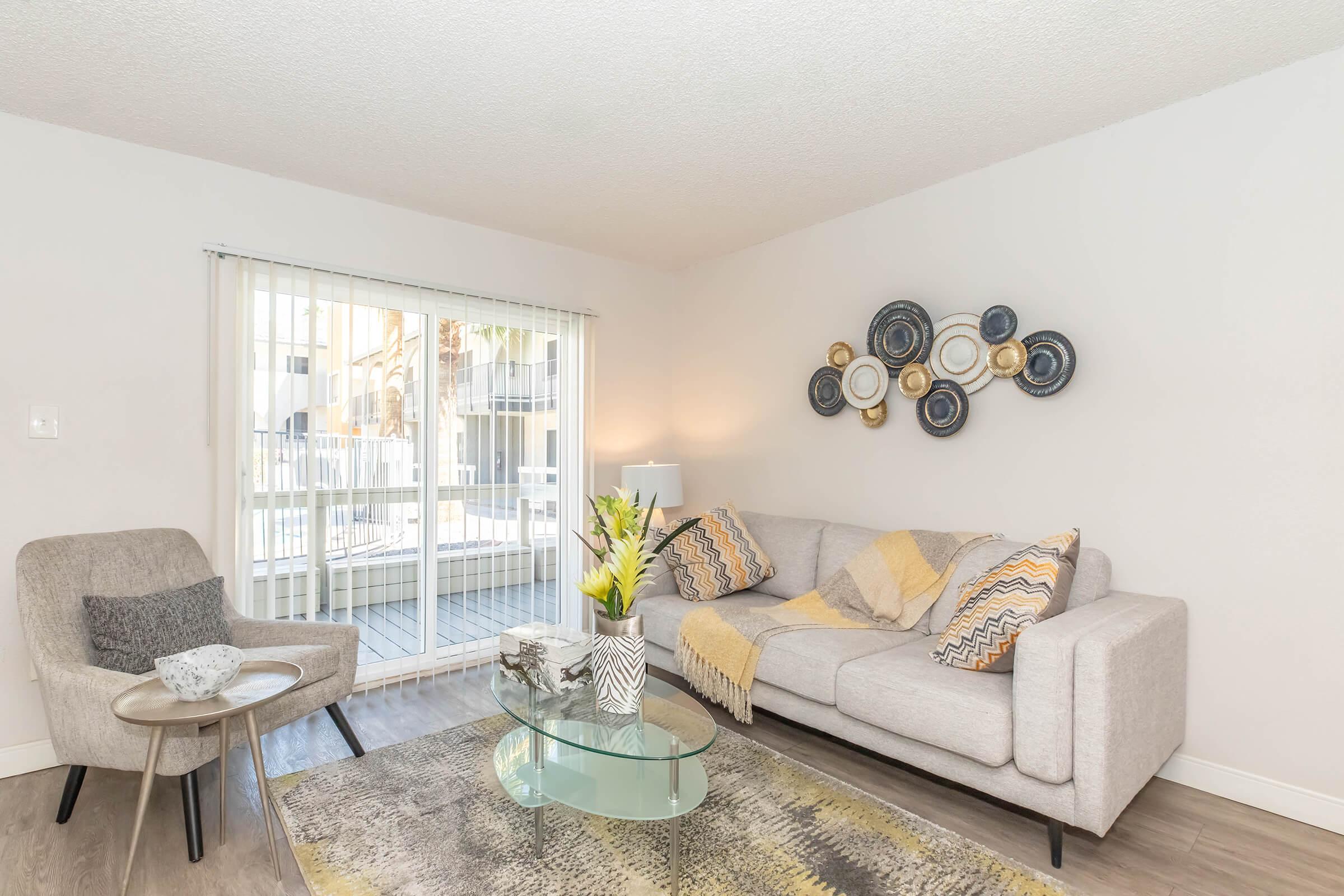 One bedroom living room with couch 