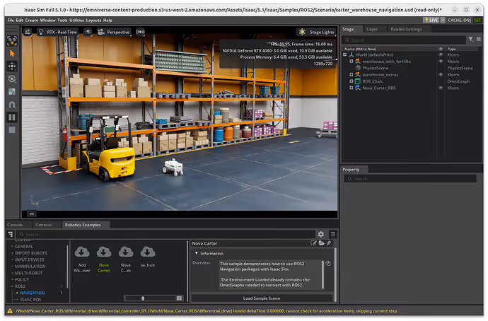 Robot navigating a warehouse