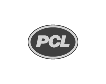 PCL company logo inside an oval shape with a gray background.