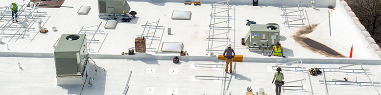 An aerial photo of construction in progress