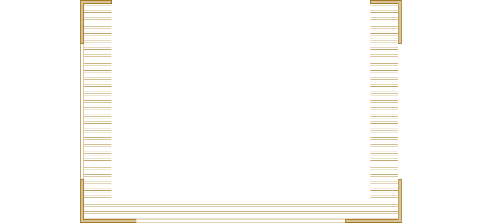 Floor plan drawing of standard porch equal on all sides of house.