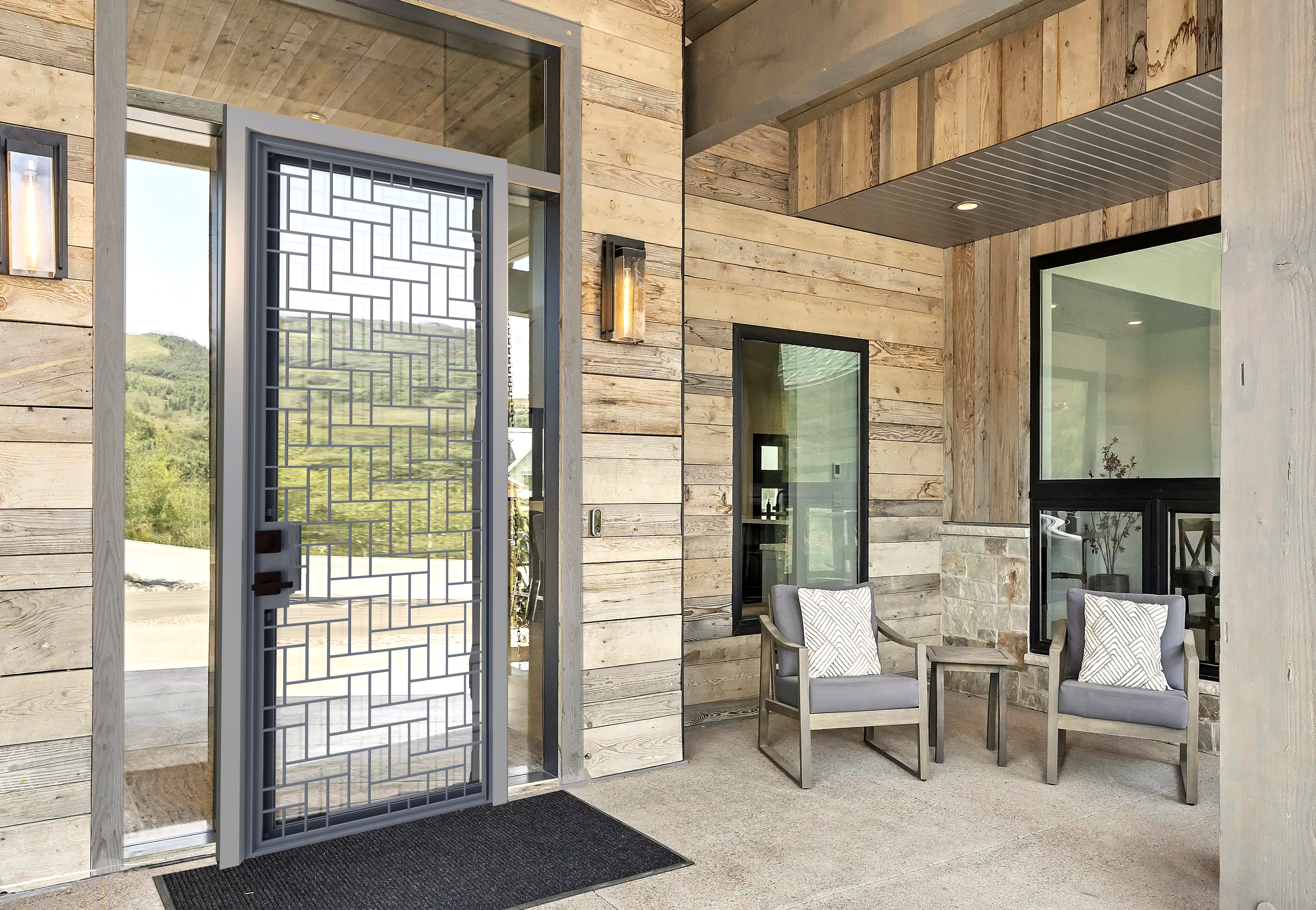 A reflective home front door