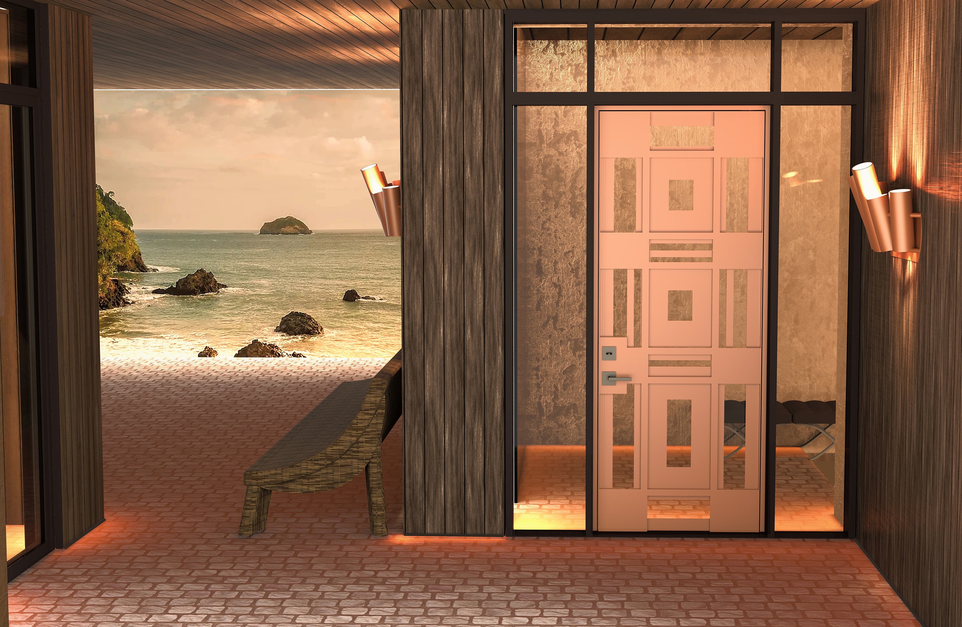 A beautiful glass door with frosted pattern