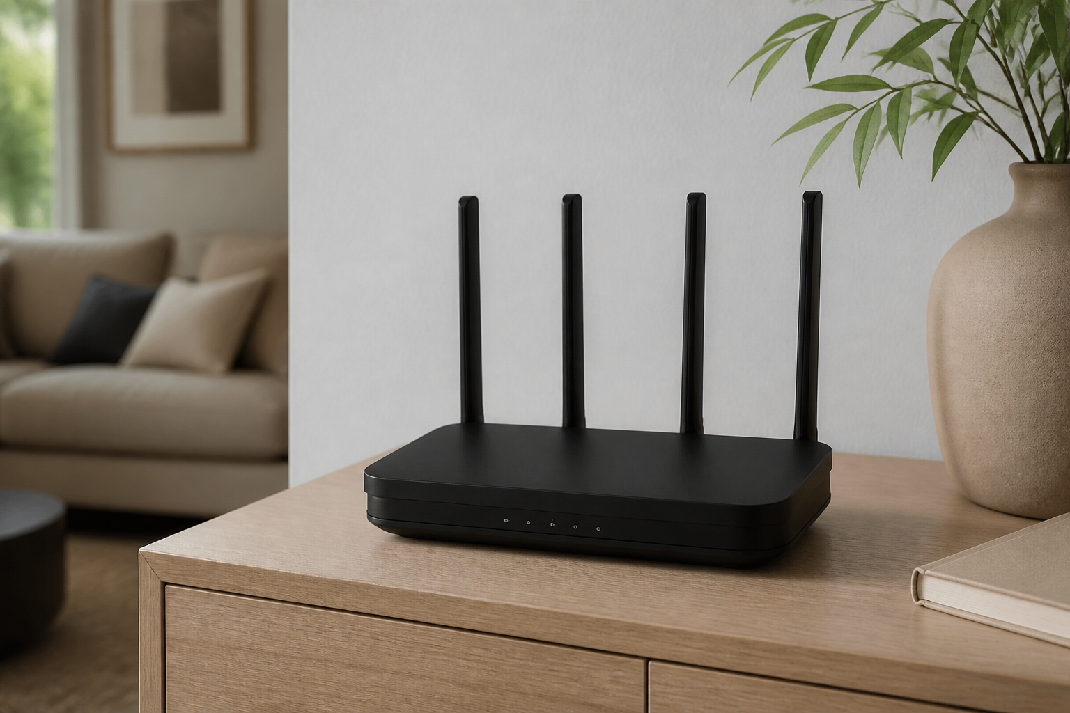 5G Wi-Fi router on a console table