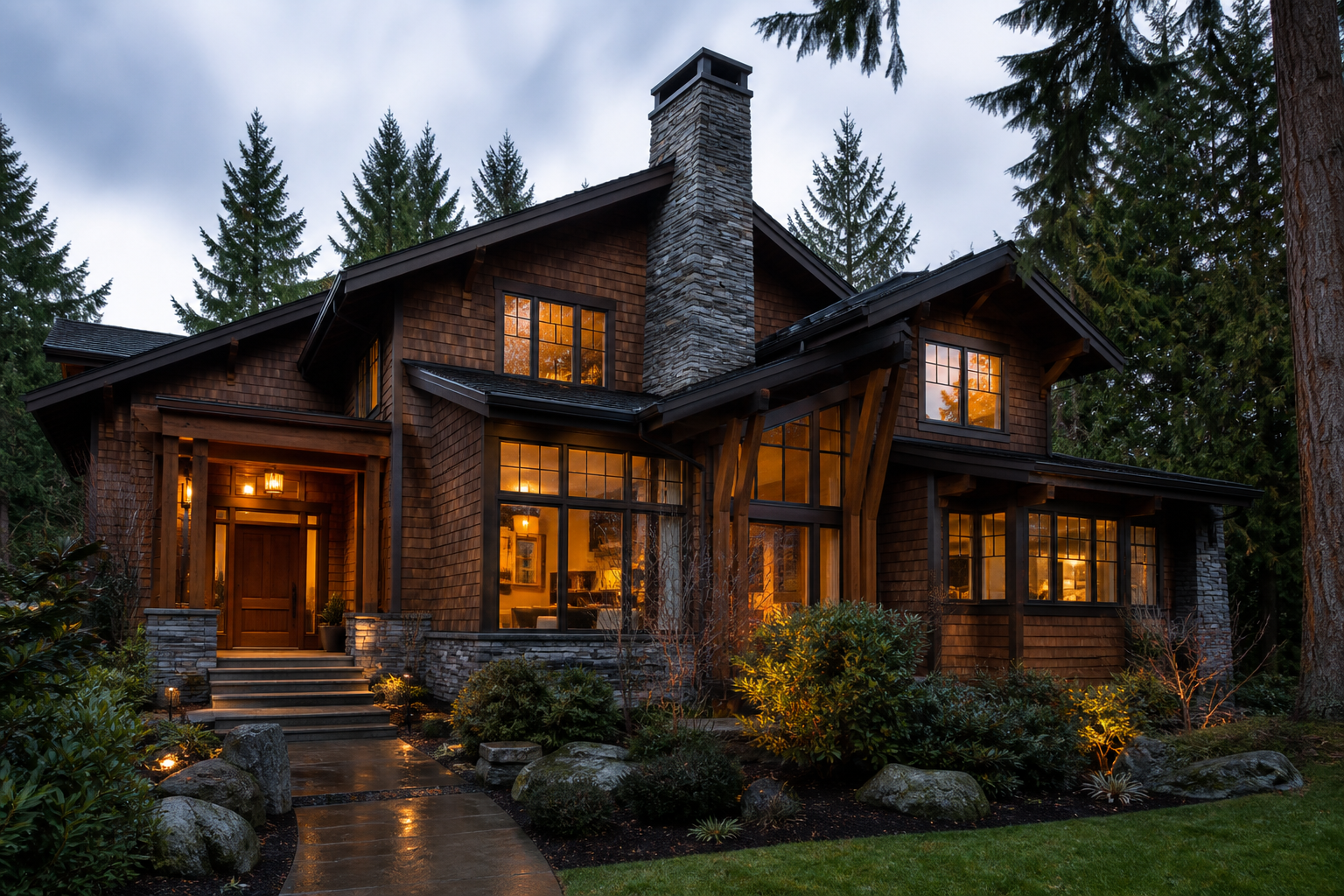 Pacific Northwest home at dusk, sell your home for cash with Urban ID NW